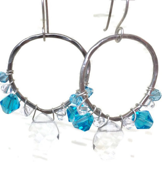 Sterling silver and blue crystal earrings