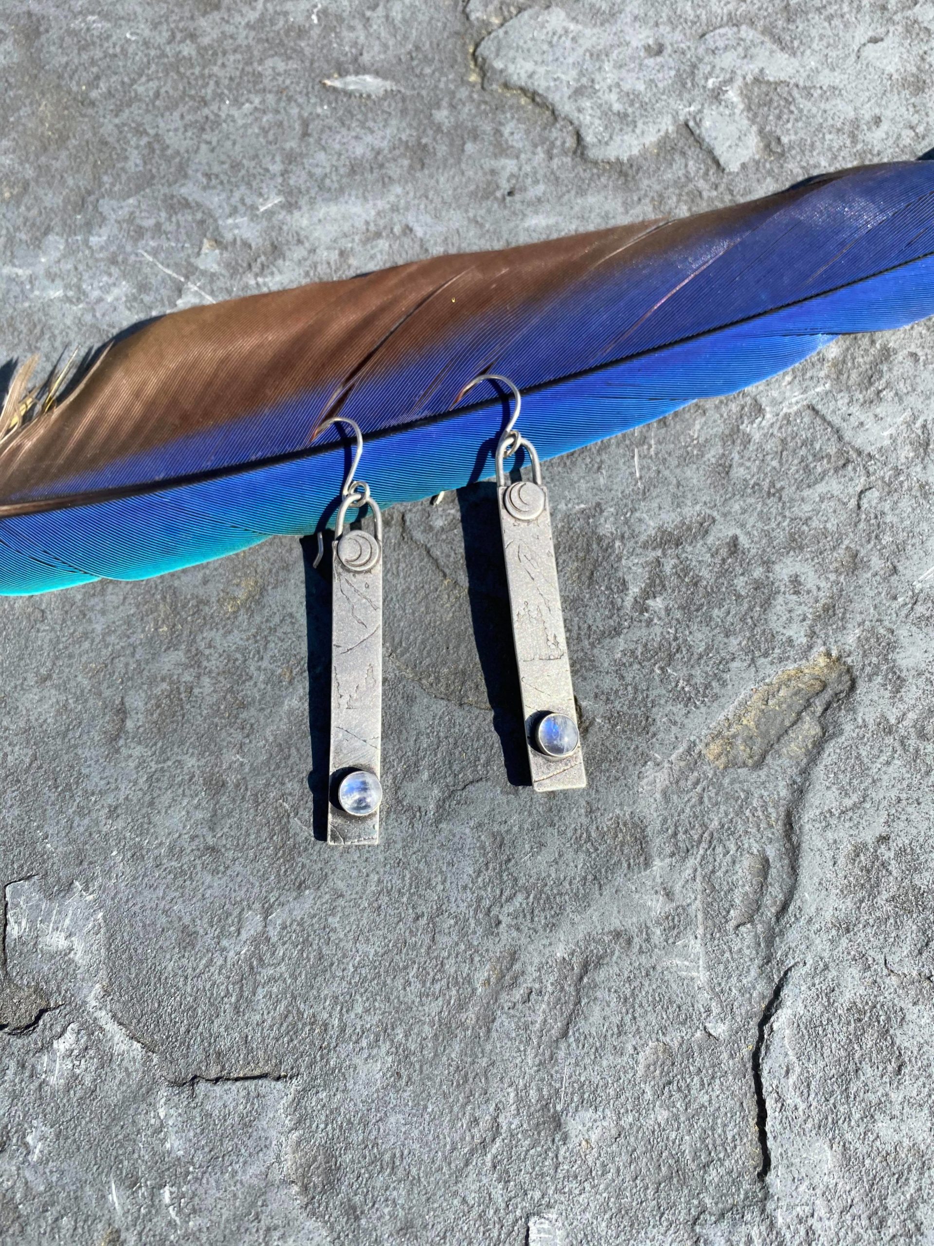 Sterling Silver Mountain earrings with Moonstones