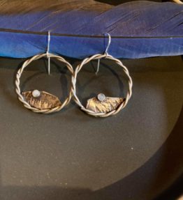 Sterling Silver Hoop Earrings with Moonstone