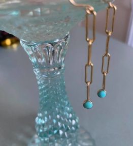 14KT Minimalistic Gold Earrings with Turquoise